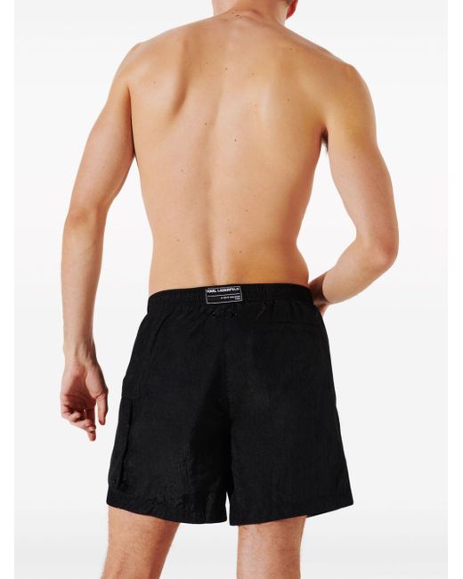 Karl Lagerfeld Black Rue St-guillaume Cargo Swim Shorts for men