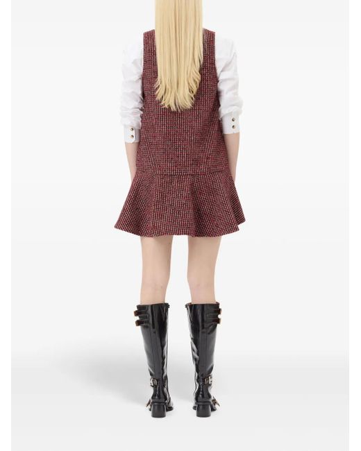 Ganni チェック ミニドレス Red
