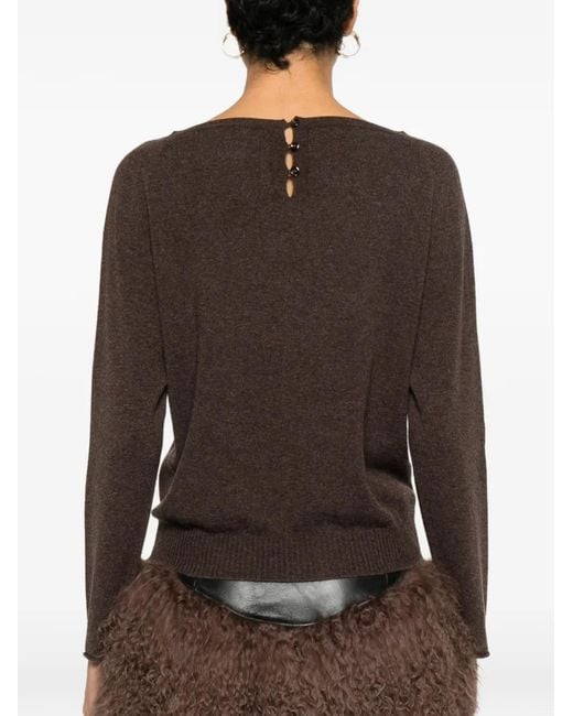 Gran Sasso Brown Boat-Neck Top