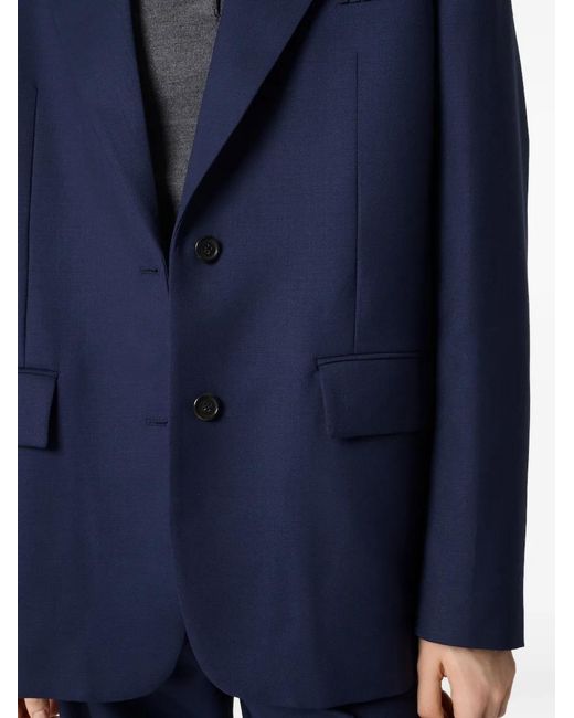 Miu Miu Blue Single-Breasted Wool Blazer