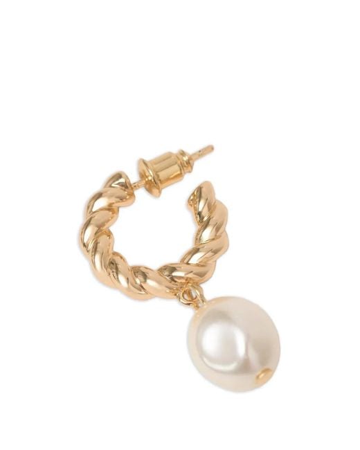 Maje Metallic Faux-Pearl Twisted-Detail Earring