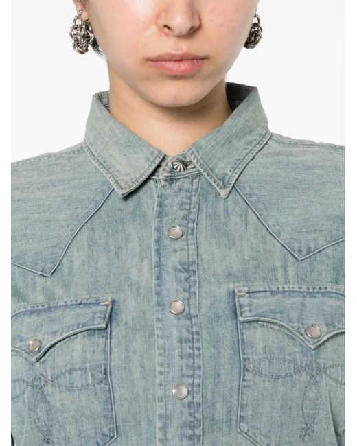 RRL Blue Western-Style Denim Shirt