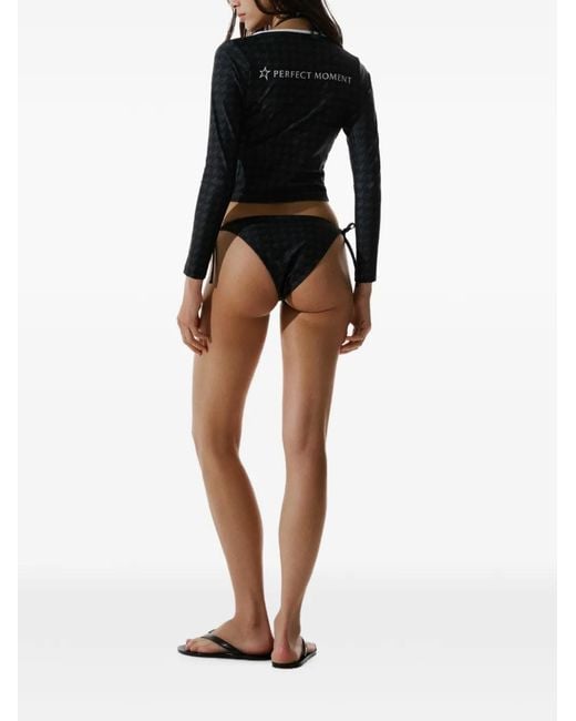 Perfect Moment Blue Houndstooth-Print Rash Swimsuit