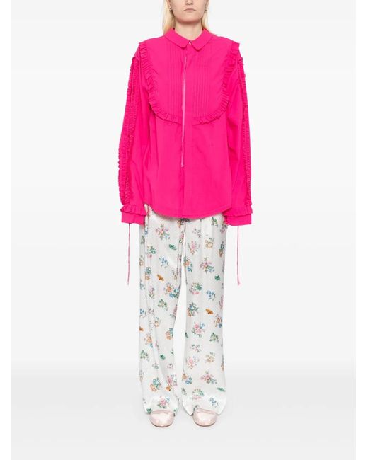 Midorikawa White Elasticated-Drawstring Trousers