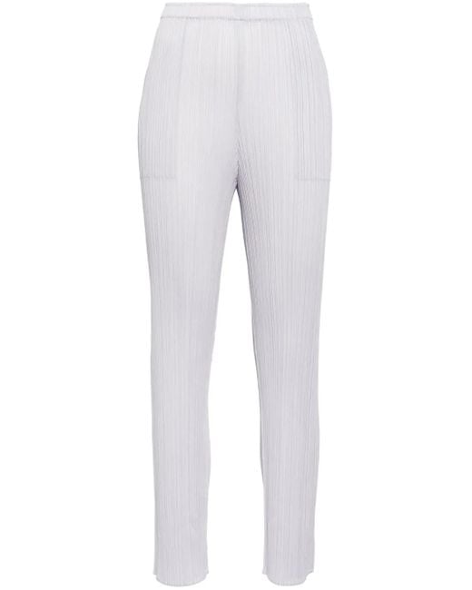 Pleats Please Issey Miyake Gray July Slim-Fit Trousers