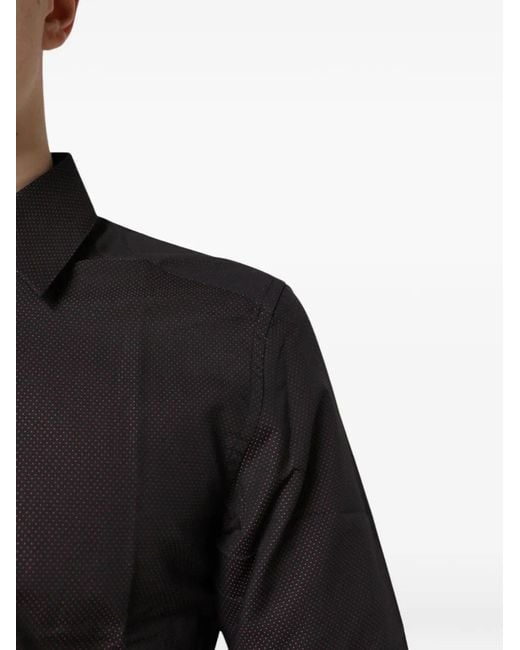 Dolce & Gabbana Black Dot-Pattern Long-Sleeve Shirt for men