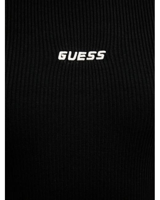 Guess Black Long-Sleeve Ribbed Maxi Dress