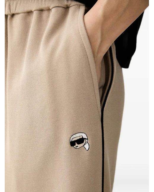 Karl Lagerfeld Natural Logo-Patch Side-Stripe Track Pants