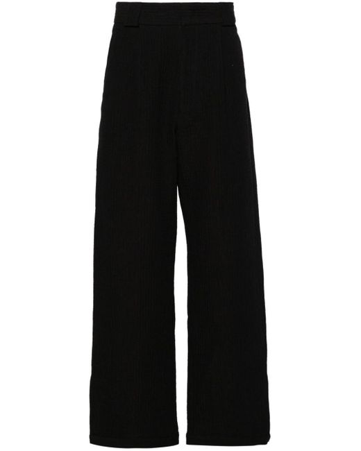 Emporio Armani Black Straight-leg Textured Trousers for men