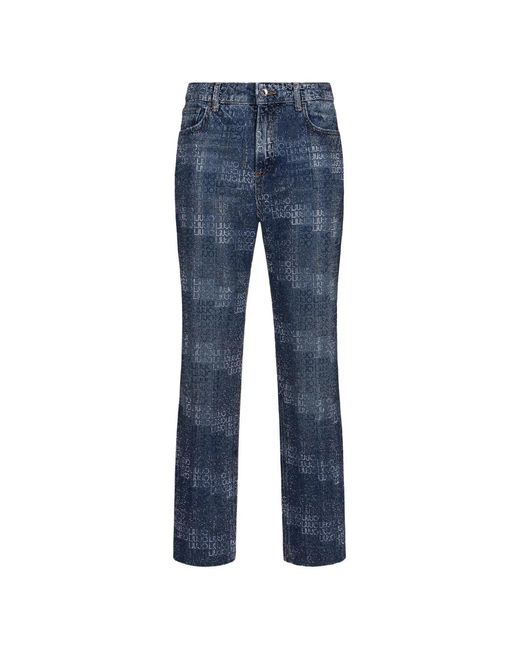 Liu Jo Blue Rhinestone-Embellishment Straight-Leg Jeans