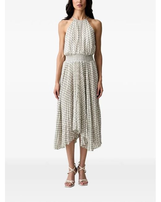 Morgan Natural Robe Mi-Longue Froncée