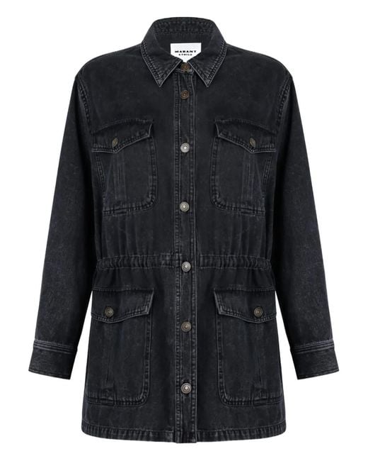 Isabel Marant Black Button-Fastening Cotton Denim Jacket
