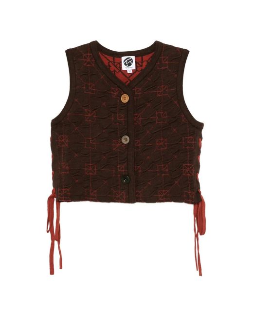 YANYAN KNITS Brown June Cropped Waistcoat