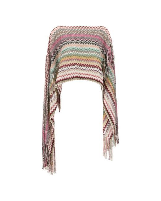 Missoni White Zigzag-Print Fringed Blouse