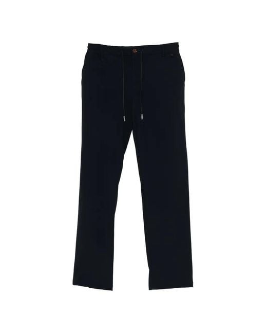 Moorer Blue Drawstring-Waist Trousers for men