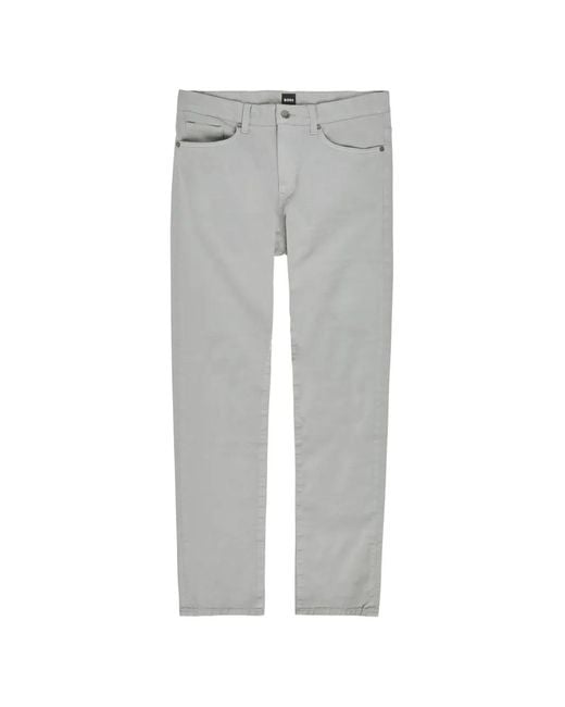 Boss Gray Delaware Logo-Patch Trousers for men