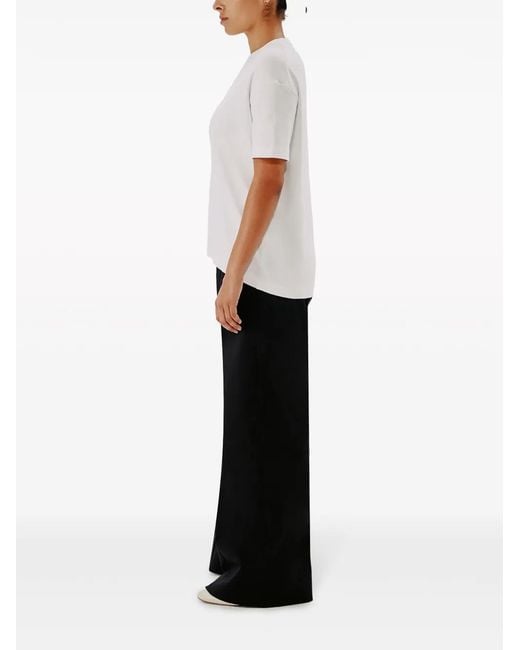 Another Tomorrow White Luxe Seamed Cotton T-Shirt