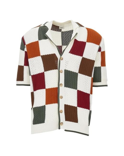 GALLIA White Checked Short-Sleeve Shirt for men