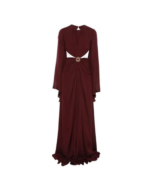 Elie Saab Red Cut-Out Embellished Maxi Dress
