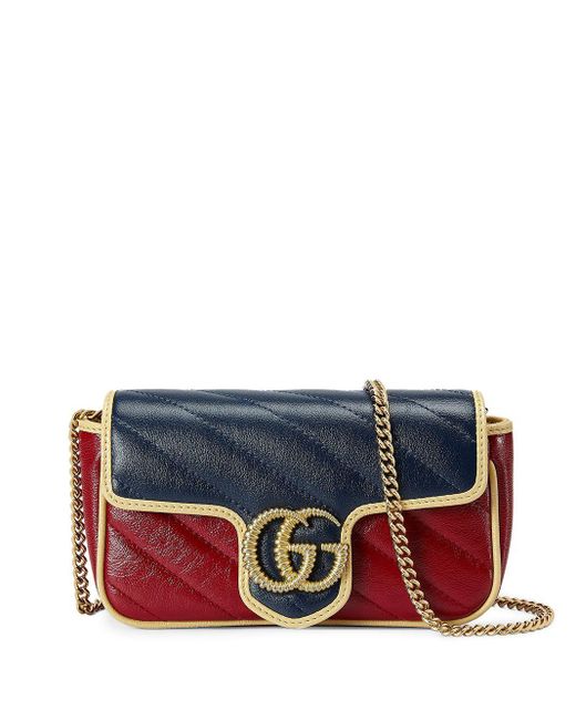 Gucci Leather GG Marmont Super Mini Bag in Blue - Lyst