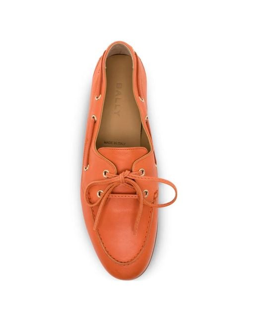 Bally Orange Plume Boat Shoes