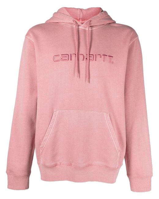 Carhartt WIP Embroidered-logo Hoodie in Pink for Men | Lyst