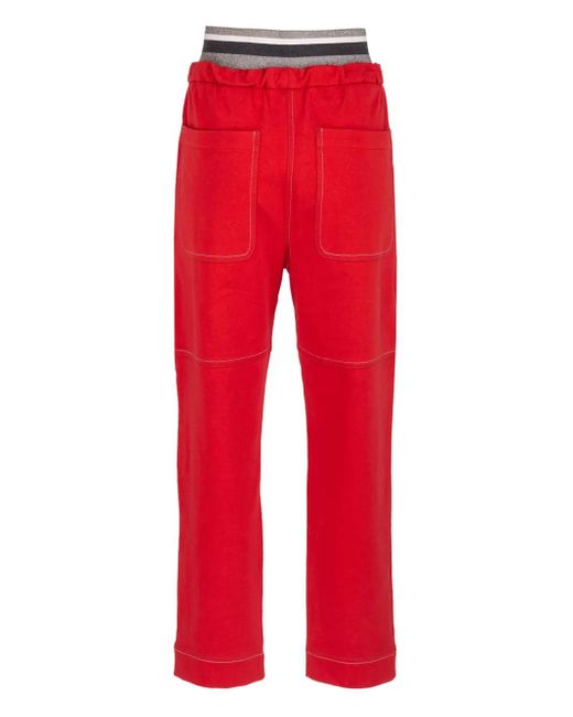 Brunello Cucinelli Red Lurex-Detail Track Pants