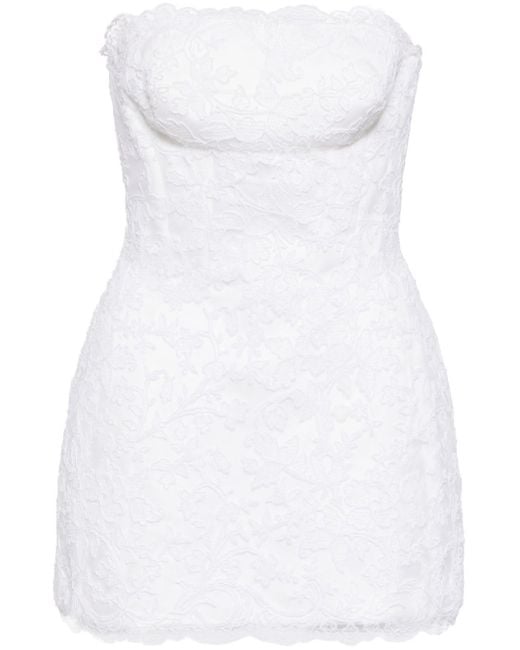 Ermanno Scervino White Strapless Lace Minidress