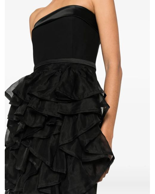 Viktor & Rolf Black Ruffled Strapless Maxi Dress