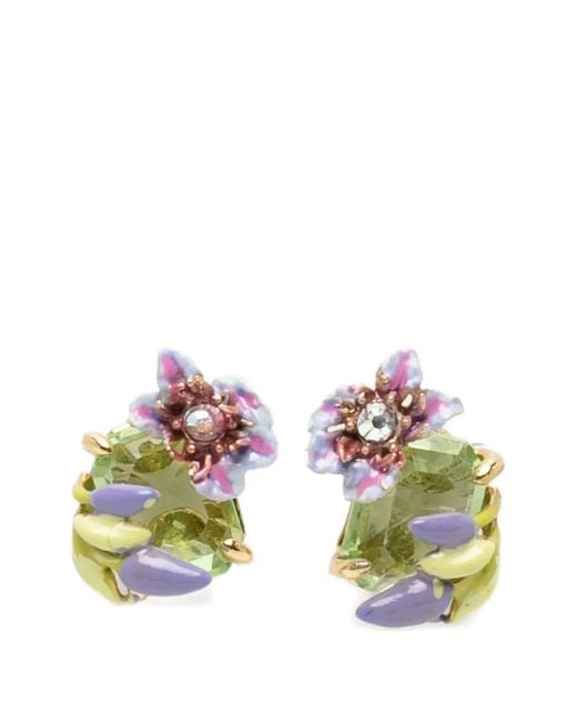 Les Nereides Metallic Flower-Motif Earrings
