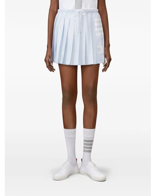 Thom Browne Blue Minijupe Plissée À Lien De Resserrage