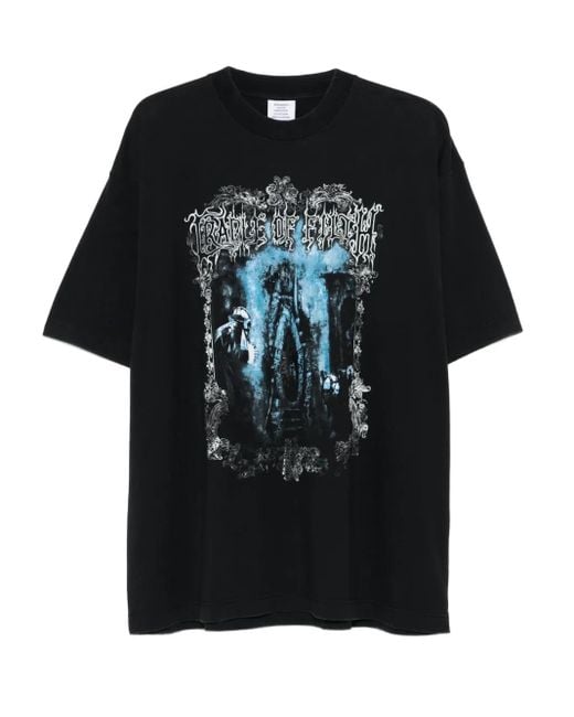 Vetements Black Graphic-Print T-Shirt for men