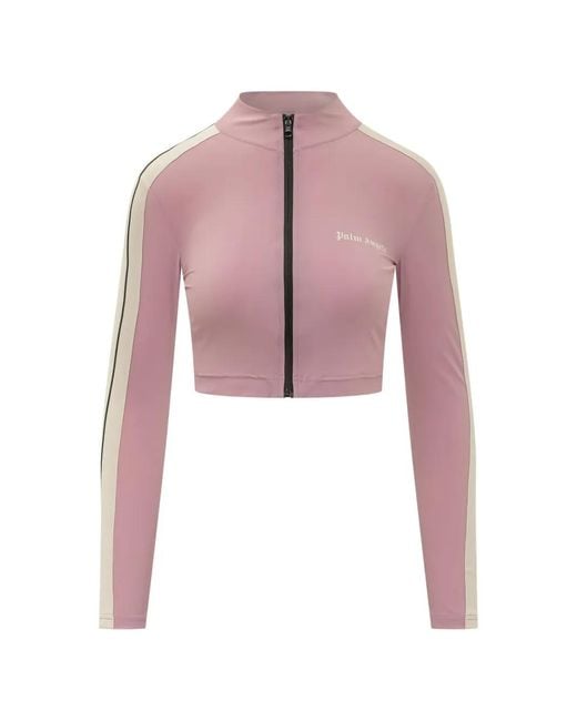 Palm Angels Pink Veste À Logo Imprimé Et Rayures Latérales
