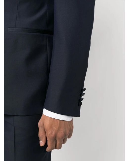 Canali Blue Single-Breasted Wool Dinner Suit for men