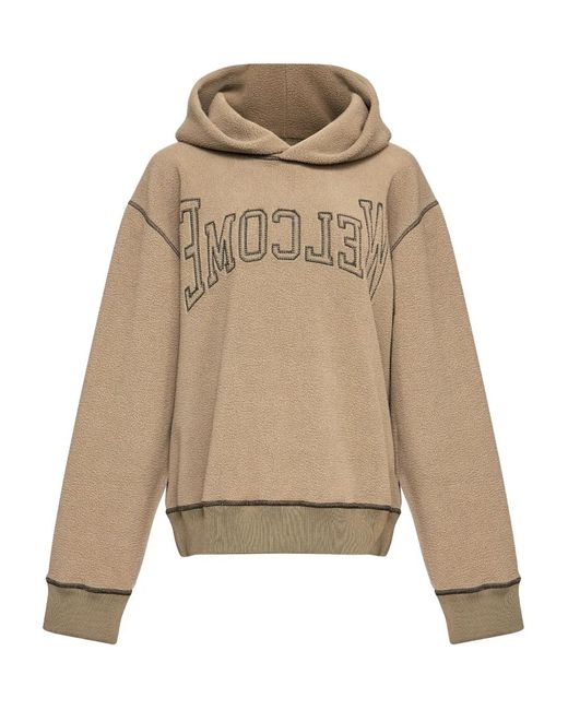 MM6 by Maison Margiela Natural Slogan-Embroidered Hoodie