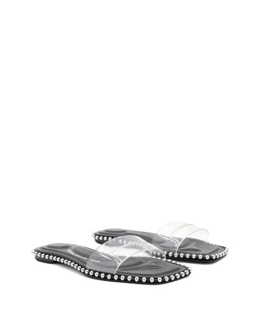Alexander Wang White Beaded Clear-Strap Flats