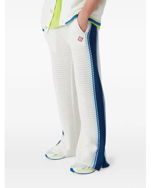 Casablanca White Side-Stripe Knitted Trousers for men