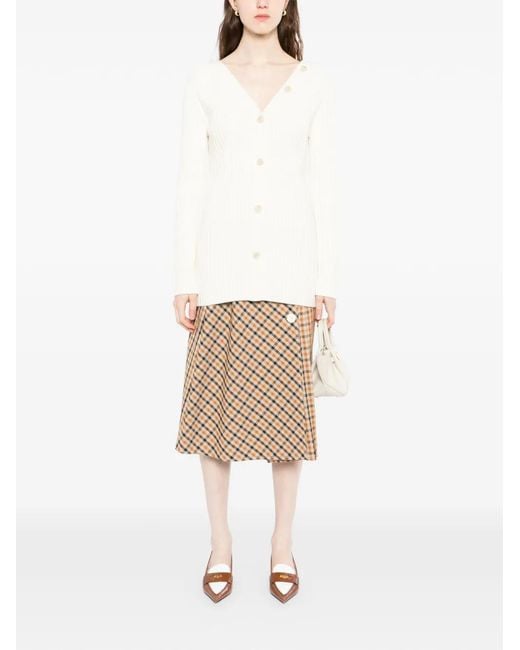 Theory White Button-Back V-Neck Cardigan