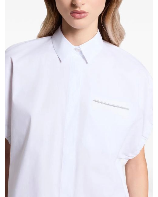 Peserico White Pocket Ruffled Shirt