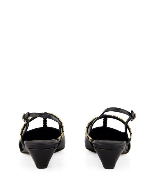Ferragamo Black Ardea Chain-Link Slingback Pumps