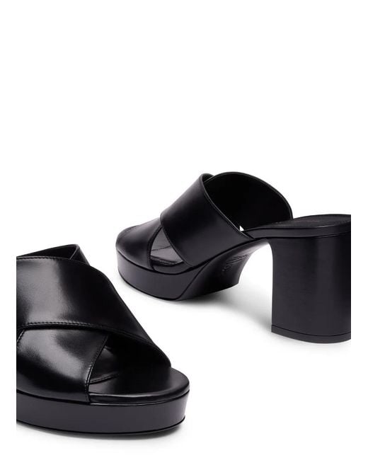Stuart Weitzman Black Dayna Crossover-Straps Platform Sandals