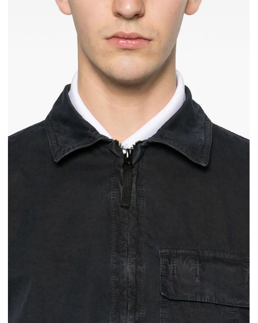 Stone Island Black Zip Pocket Shirt Jacket for men