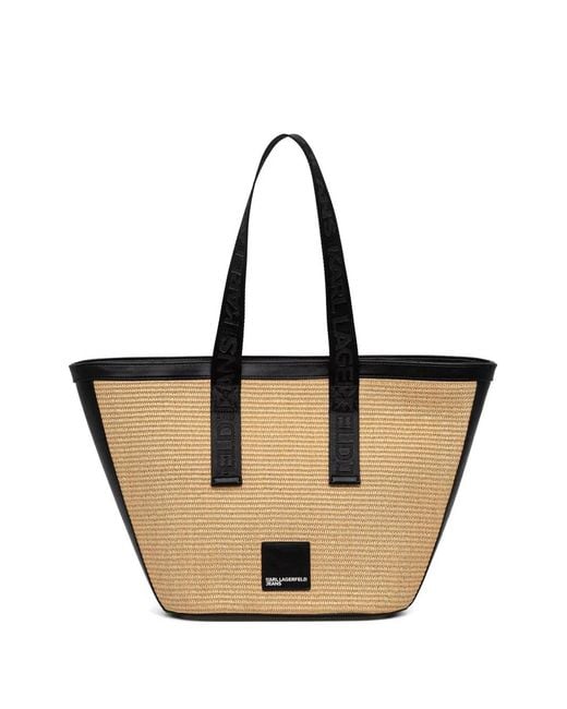 Karl Lagerfeld Natural Woven Logo-Jacquard Tote Bag