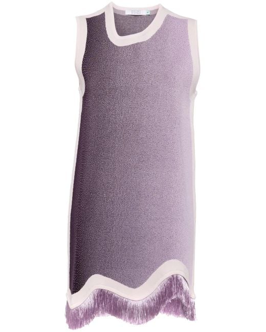 Ph5 Purple Daisy Gradient-Print Fringed Dress