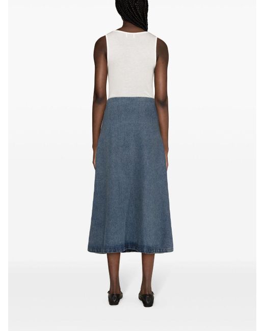 Claudie Pierlot Blue A-line Denim Midi Skirt