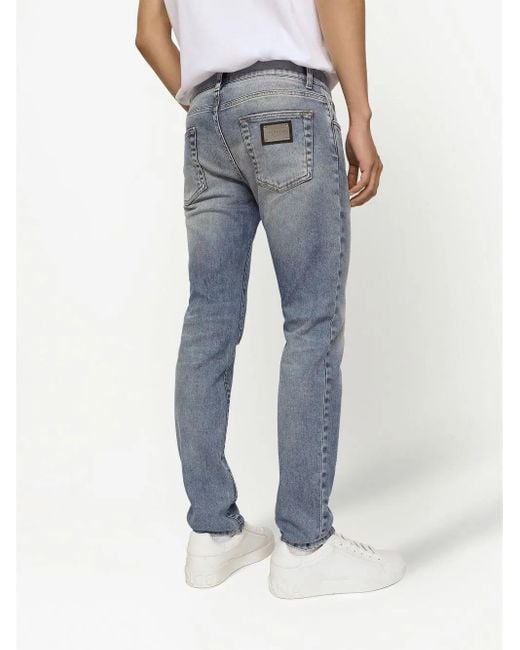 Dolce & Gabbana Blue Distressed Skinny Jeans for men
