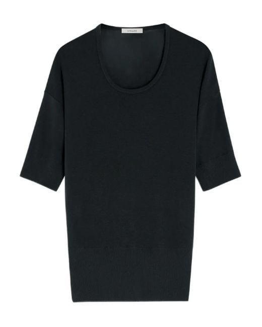 Lemaire Black Ribbed Short-Sleeve T-Shirt for men