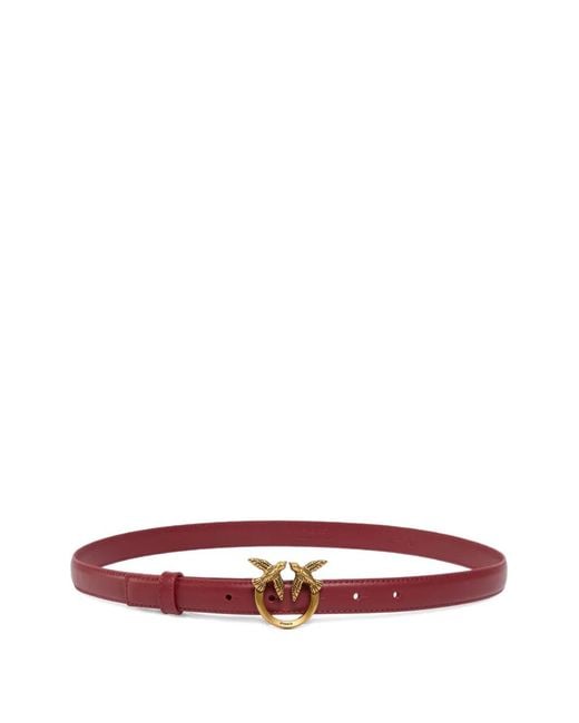 Pinko Red Love Birds Thin Leather Belt