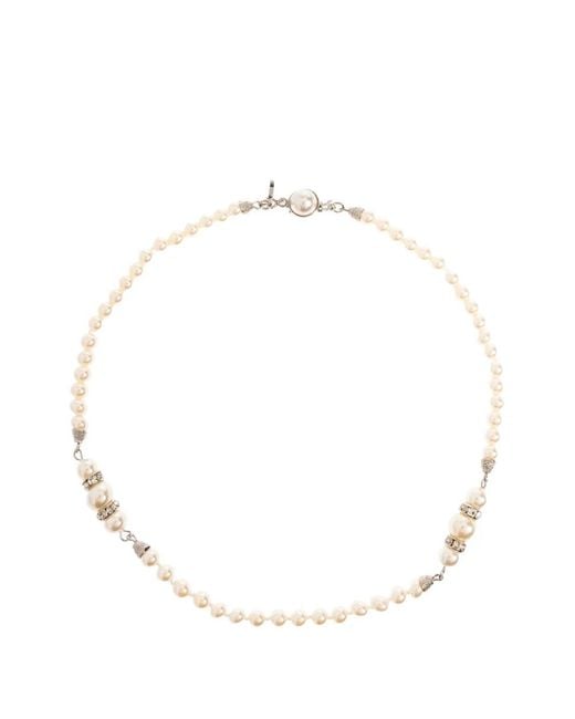 Alessandra Rich White Pearl Beaded Necklace