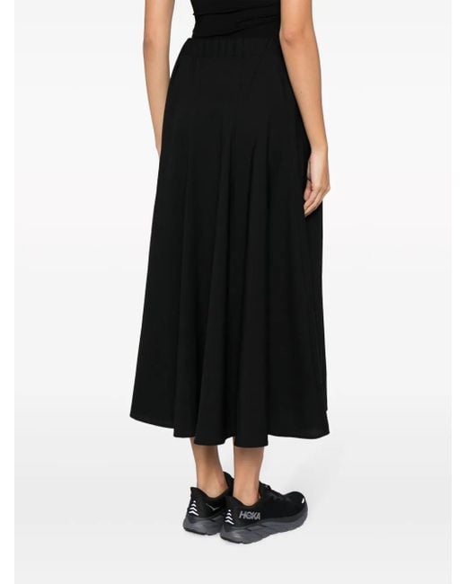 Yohji Yamamoto Black High-Waisted Wool Midi Skirt